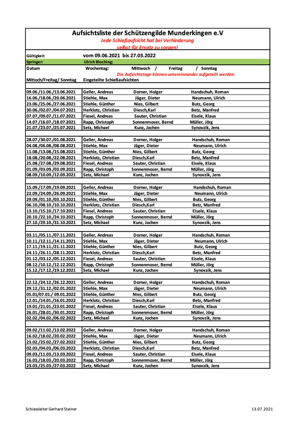Übersicht Schießaufsichten 09.06.2021-27.03.2022 1